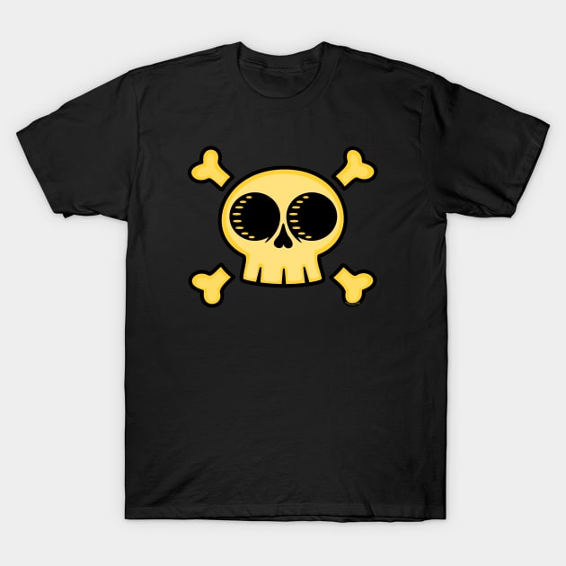 Yellow skull and crossbones T-Shirt by Ferrous Frog